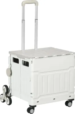 Produktbild von Einkaufswagen,Einkaufstrolley(Weiß)Treppensteiger Mobile Transportbox, klappbar,Teleskopgriff, bis max. 65 Kilo belastbar