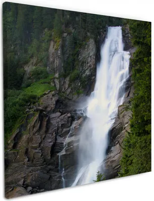 Produktbild von Wallario Premium Leinwandbild Wasserfall in Größe 50 x 50 cm