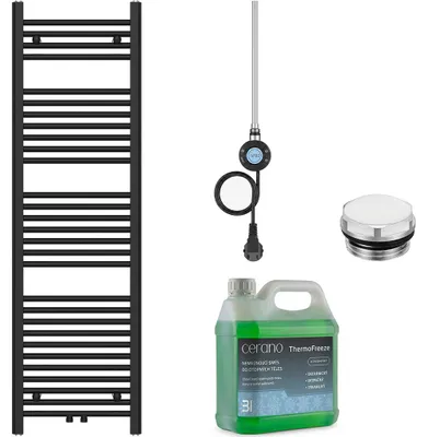 Productafbeelding van Elektrische radiator set voor de badkamer, model Benito - met WIFI - 600W - mat zwart - 1500x450 mm