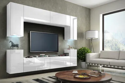 Immagine prodotto di Furnitech Parete attrezzata soggiorno - Parete attrezzata moderna - Parete attrezzata soggiorno (Future C1/HG/W/2 1A)