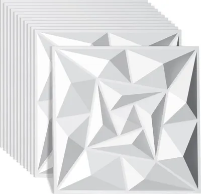 Immagine prodotto di Hebitod 12 pezzi Pannelli 3D Pannelli da parete in cloruro di polivinile PVC - Pannelli per pareti e soffitti - 30x30 cm (0,9 m²) - Leggeri, flessibili e facili da installare - Bianco