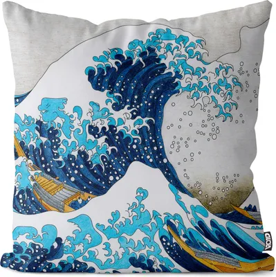 Produktbild von VOID Hokusai Welle Kangawa Japan Kissenbezug Kissenhülle Polyester wasserfest Outdoor Indoor