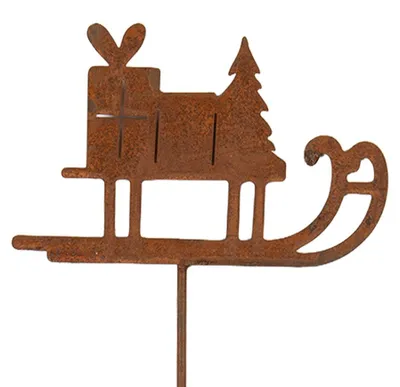 Produktbild von Clayre & Eef Gartenspieá Schlitten 12x1x38 cm Braun Metall