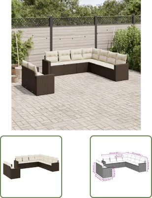 Produktbild von The Living Store 9-tlg. Garten-Sofagarnitur mit Kissen Braun Poly Rattan