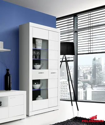 Image de Vitrine sur pied, vitrine en verre, 101 cm, blanc mat