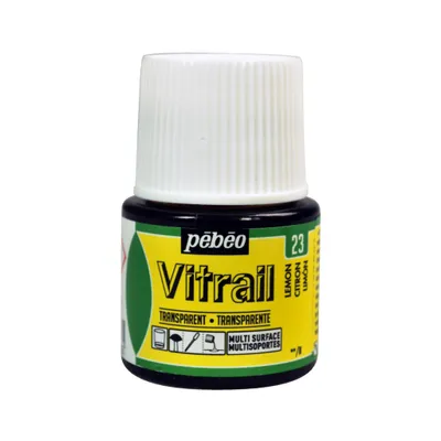A product shot of a small bottle of glass paint.