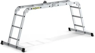 Imagen del producto de Silecomplaza - Escalera de aluminio: escalera de pie, escalera extensible, andamio con plataforma - Longitud: 3,45 m - Altura de trabajo: 4,34 m - 4 escalones (3 peldaños) - Capacidad de carga: hasta 150 kg - Escalera multiusos - Regulable - Peso: 11,8 kg