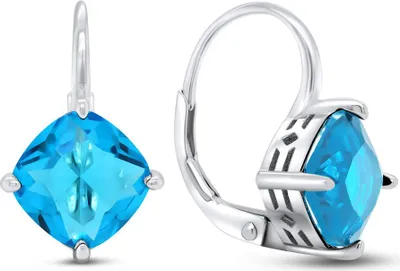 Productafbeelding van Zilveren oorbellen met blauwe zirkonia, model EA304WAQ
