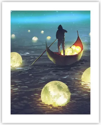 Produktbild von Poster - Poster ohne Rahmen - Boot Wasser Märchen - 40x50 cm - Wand Bild - Wanddeko - Wandbilder - Kunstposter - Wandposter - Bilder - Kunstdruck - Wanddekoration - Wandbild - P2XPA40x50-4002