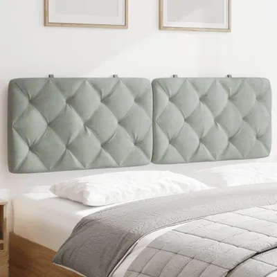 Image de Coussin de tête de lit gris clair 160 cm velours