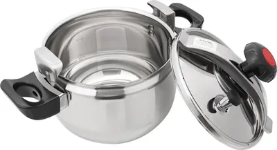 Image de Autocuiseur - Cocotte-minute - 7 L - Acier inoxydable - 60 kPa - Pour cuisinière à gaz - Gris clair