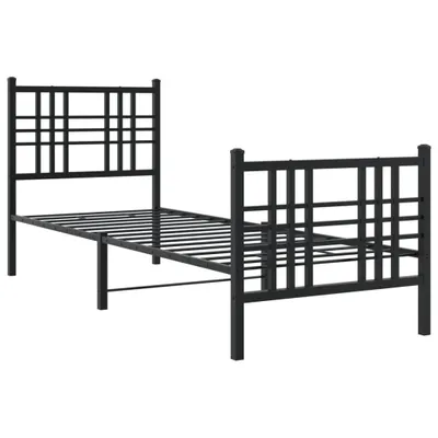 Produktbild von Bettgestell mit Kopf- und Fußteil Metall Schwarz 75x190 cm