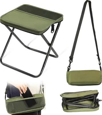 Produktbild von Tragbarer Faltbarer Rucksackhocker fš¹r Camping, kleine Klapphocker fš¹r Erwachsene, leichte Mini-Taschen-Klapp-Teleskopstš¹hle fš¹r Angeln, Reisen, Wandern, Garten (grš¹n, klein)