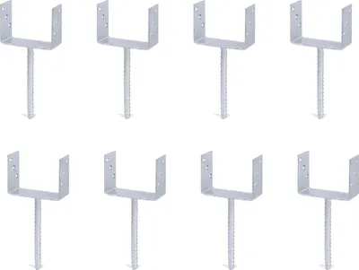 Produktbild von Alberts 8 x U-Pfostenträger mit Riffelstahl-Betonanker, 141x104 mm, Betonanker 200 mm, feuerverzinkt, zum Einbetonieren