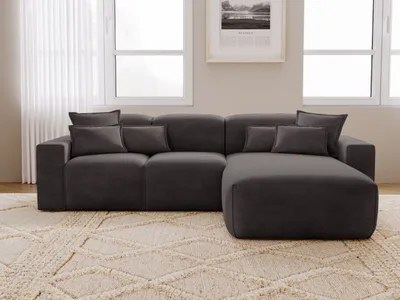 Produktbild von GrainGold Ecksofa L-Form Leni Rechts - Moderne Ecksofa, Wohnzimmer Sofa - Eckcouch Schwarz (Havana 753)