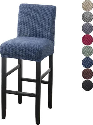 Produktbild von Stretch Stuhlhusse Elasthan Jacquard Universelle Barhocker Stuhlbezug Husse, Blau