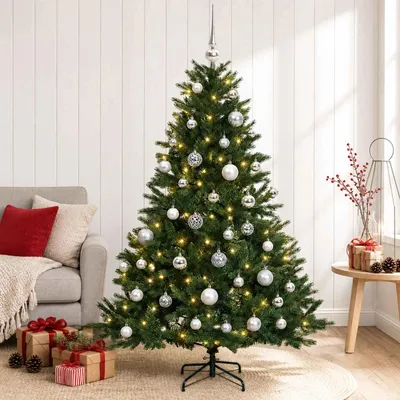 Imagen del producto de Árbol de Navidad artificial con adornos navideños, 120 cm, 150 luces LED