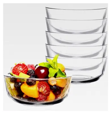 Produktbild von 6er Set Glasschälchen, 300 ml Kleine Glas Dessertschalen, Glas Schüsseln, Eisschalen, Puddingschalen, Dipschalen, Süßigkeitenschalen, Stapelbare Servierschalen, Salatschüsseln, Soßenschalen