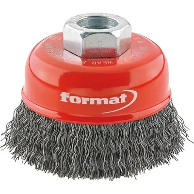 Produktbild von FORMAT Topfbürste Stahldraht gewellt M14 60mm, Bürstendurchmesser:60 mm, Drahtstärke:0,3 mm, Bürsten-Ø:60 mm