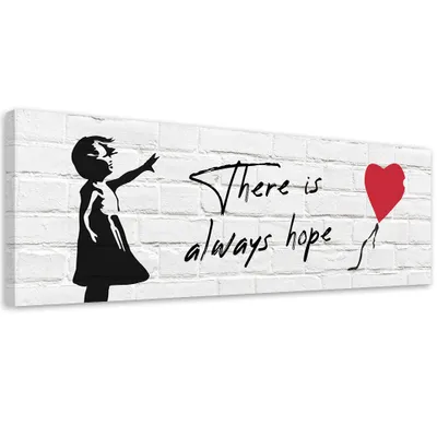 Produktbild von Leinwandbild Banksy-Mädchen mit Ballon 150x50 Feeby Weiß bild für die wand bereit zum aufhängen