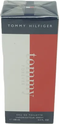 A close-up of a Tommy Hilfiger perfume box.