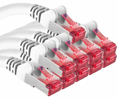 Obrázek produktu pro Síťový kabel Cat6 SFTP, 10 kusů, délka 2 metry, konektory RJ45, bílá barva