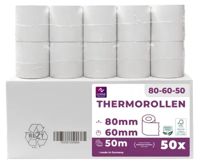 Produktbild von Thermische Rollen, 80 mm x 60 mm, für Kassensysteme