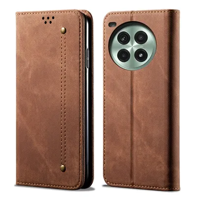 Image de Etui pour OnePlus Ace3 Pro, étui portefeuille en cuir avec fermeture magnétique et support Marron