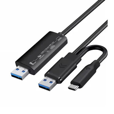 Produktbild von Q04C USB 3.0 PC zu PC Datenkabel 2m Dateiübertragung Multimedia Transferkabel für Windows Laptop Computer Synchronisation Adapter Plug & Play