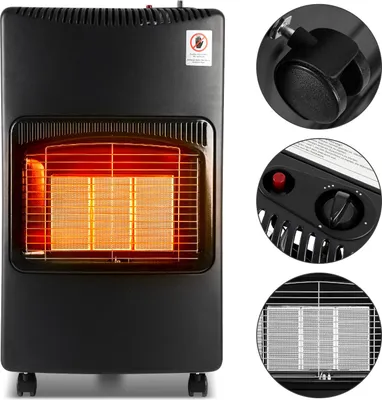 Produktbild von Jayseuw Keramik-Gasheizofen, 4200W Mobil, Gas Heizung FüR InnenräUme, Gasdruckregler, 42X36X73Cm (LxBxH), FüR Gasflaschen Bis 15Kg, FüR Innen & Camping