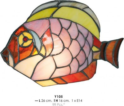 Casa Padrino Tiffany Wandleuchte Fisch Bunt Ø 26 x H. 16 cm - Tiffany Deko Leuchten