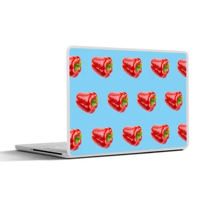Produktbild von MuchoWow® Laptop Aufkleber Sticker Cover Paprika - Gemüse - Muster - Blau 32.5x23.5 cm - Sticker für Laptop - Selbstklebend