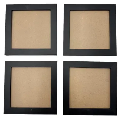 Fotolijst-Set 3,5x3,5 cm, 4er-Pack, schwarz, Kunststoff, für Wand & Tisch