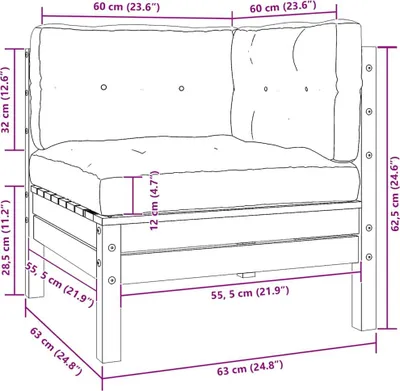 Produktbild von vidaXL Gartensofa 2-Sitzer mit Kissen in Creme Massivholz Kiefer