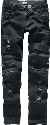 Produktbild von Rock Rebel by EMP Herren schwarze Slim Fit Destroyed-Jeans im 5-Pocket-Style W30L32