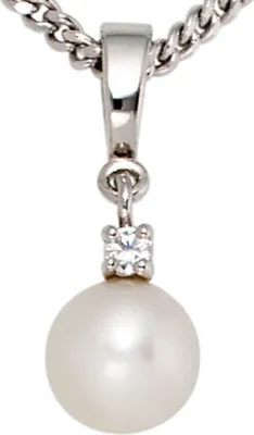 Produktbild von JOBO Anhänger 585 Gold Weißgold 1 Süßwasser Perle 1 Diamant Brillant 0,04ct.