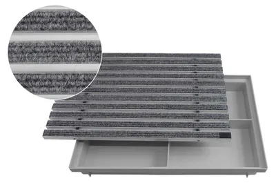 Produktbild von ACO Eingangsmatte Vario + Bodenwanne 75mm Kunststoff, Rips Hellgrau, 60x40cm