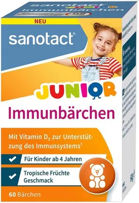 Produktbild von sanotact Junior Immunbärchen – Vitamine für Jungen & Mädchen ab 4 Jahren – Vitamin D3, Vitamin C & Zink zur Unterstützung des Immunsystems