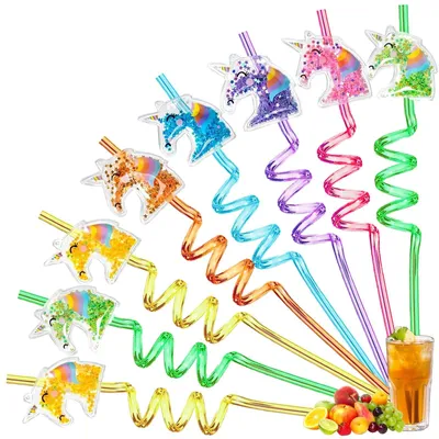 Immagine prodotto di Solidchoice - Cannucce riutilizzabili a forma di unicorno (confezione da 8 pezzi)