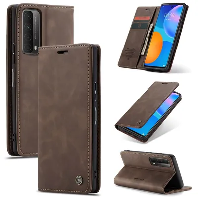 Produktbild von König Design Hülle kompatibel mit Huawei P smart 2021 Kunstleder Handyhülle - Handy Case Braun