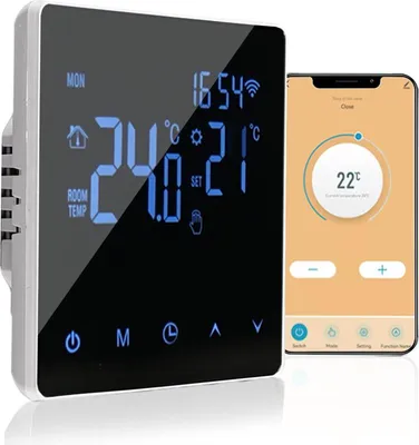 Zdjęcie produktu dla Inteligentny termostat WiFi do ogrzewania elektrycznego 16 A, wyświetlacz LCD, ekran dotykowy, tydzień, programowalne sterowanie aplikacją Tuya, termostaty ogrzewania podłogowego do domu, biura, szkoły, hotelu