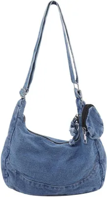 Productafbeelding van Schoudertas dames - medium - denim - verstelbare schouderband - ideaal voor dagelijks gebruik
