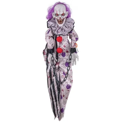 Zdjęcie produktu dla Halloweenowy wiszący klaun z animacjami, 110 cm