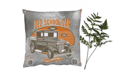 Obrázek produktu pro MuchoWow® Dekorační polštář Polštář na pohovku Dekorační polštář do obývacího pokoje 60x60 Mancave - Auto - Retro - Oldtimer