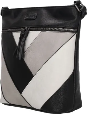 Produktbild von Damen Tasche Schultertasche Umhängetasche Crossover Bag Leder Optik Handtasche Schwarz