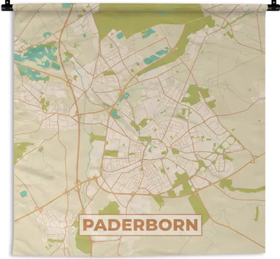 Produktbild von MuchoWow® Wandteppich Wandbehang Padersborn - Karte - Vintage - Stadtplan 150x150 cm Tapisserie Dekoration Wandtuch - Wohnaccessoires - Modernes