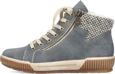 Immagine prodotto di Rieker N0709-14 scarpe da donna, stivali, sintetici, blu, fodera calda, plantare estraibile - scarpe da donna stivaletti / stivali alla moda, blu, altezza tacco: piatto