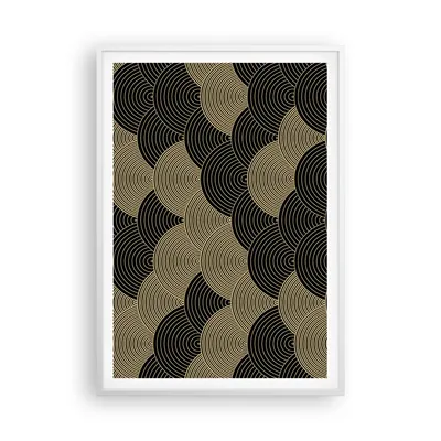 Produktbild von Gerahmtes Poster - Weißer Rahmen - Schwarz und Gold Kreise Grafiken - 70x100 cm - Wand Bild - Wanddeko - Wandbilder - Kunstposter - Wandposter - Bilderrahmen - Bilder - Kunstdruck - P2WPA70x100-4880