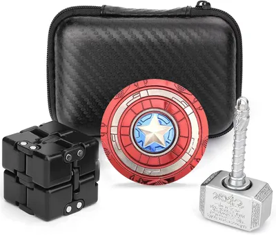Produktbild von Thor Hammer Fidget-Spielzeug-Set mit Unendlichkeitssymbol, Fidget Cube Block Flippy Kette, Fidget Hammer, Schild, Fidgit Spinner, Anti-Stress-Anspannu