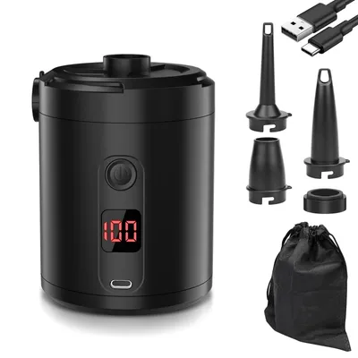 Produktbild von Elektrische Luftpumpe für Luftmatratze, 5200mAh Wiederaufladbare Akku Luftpumpe mit 3 Luftdüsen für Camping, Schlauchboot, Matratze Luftmatratze